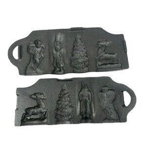 John Wright Cast Iron Christmas Candy Mold VTG Reindeer Angel Tree Santa 1993